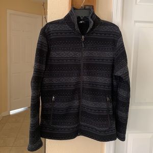 The North Face tribal print sweater jacket size L Blue